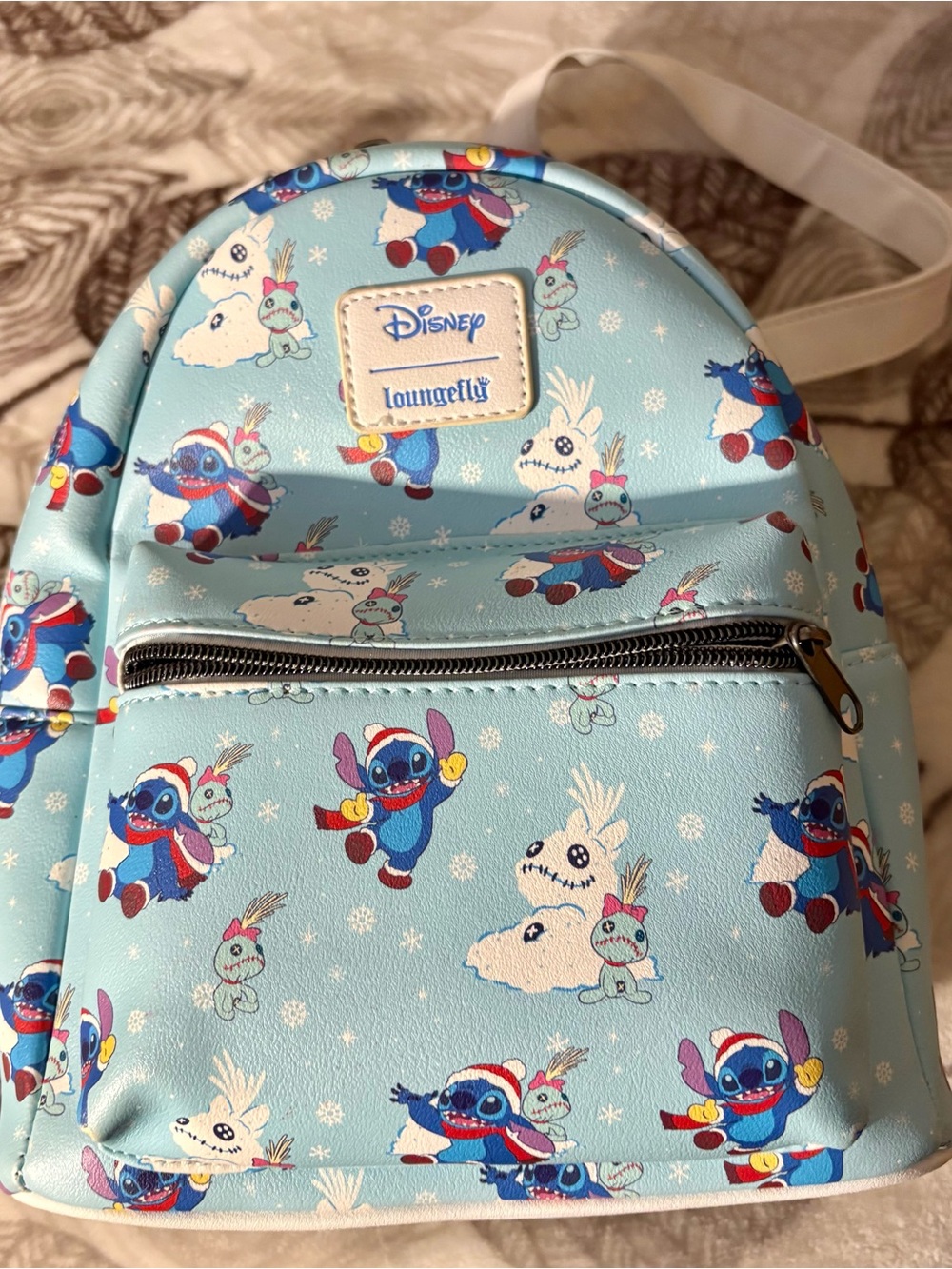 Loungefly Women’s Light Blue Stitch Holiday Mini Backpack